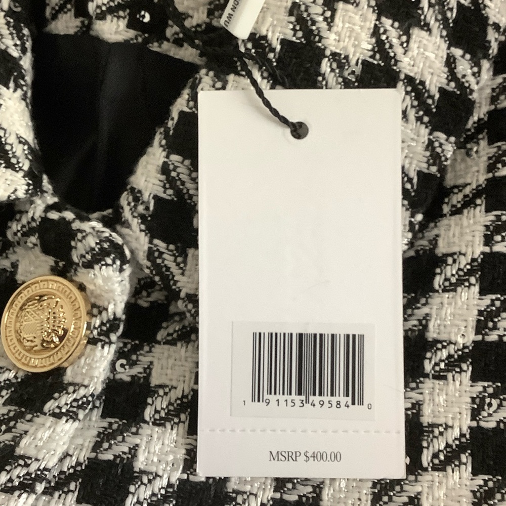 NWT Jason Wu Houndstooth Blazer black white with Sequins - Picture 11 of 13